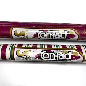 Vintage Contact Paper Rolls Self Adhesive Shelf Liner Holly Red Stripe Christmas